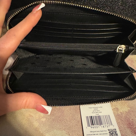Kate spade black glitter set.  Tote, wallet and tote, Cosmetic pouch. (3 pcs) - Picture 11 of 16